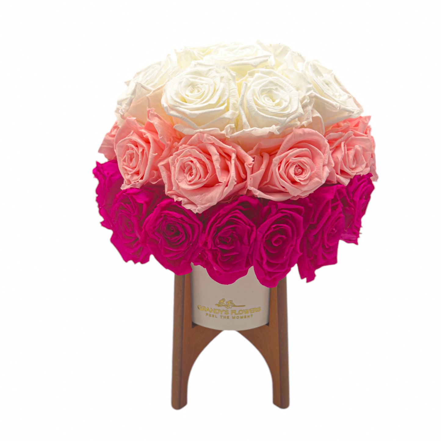 Ceramic vase with wooden Base